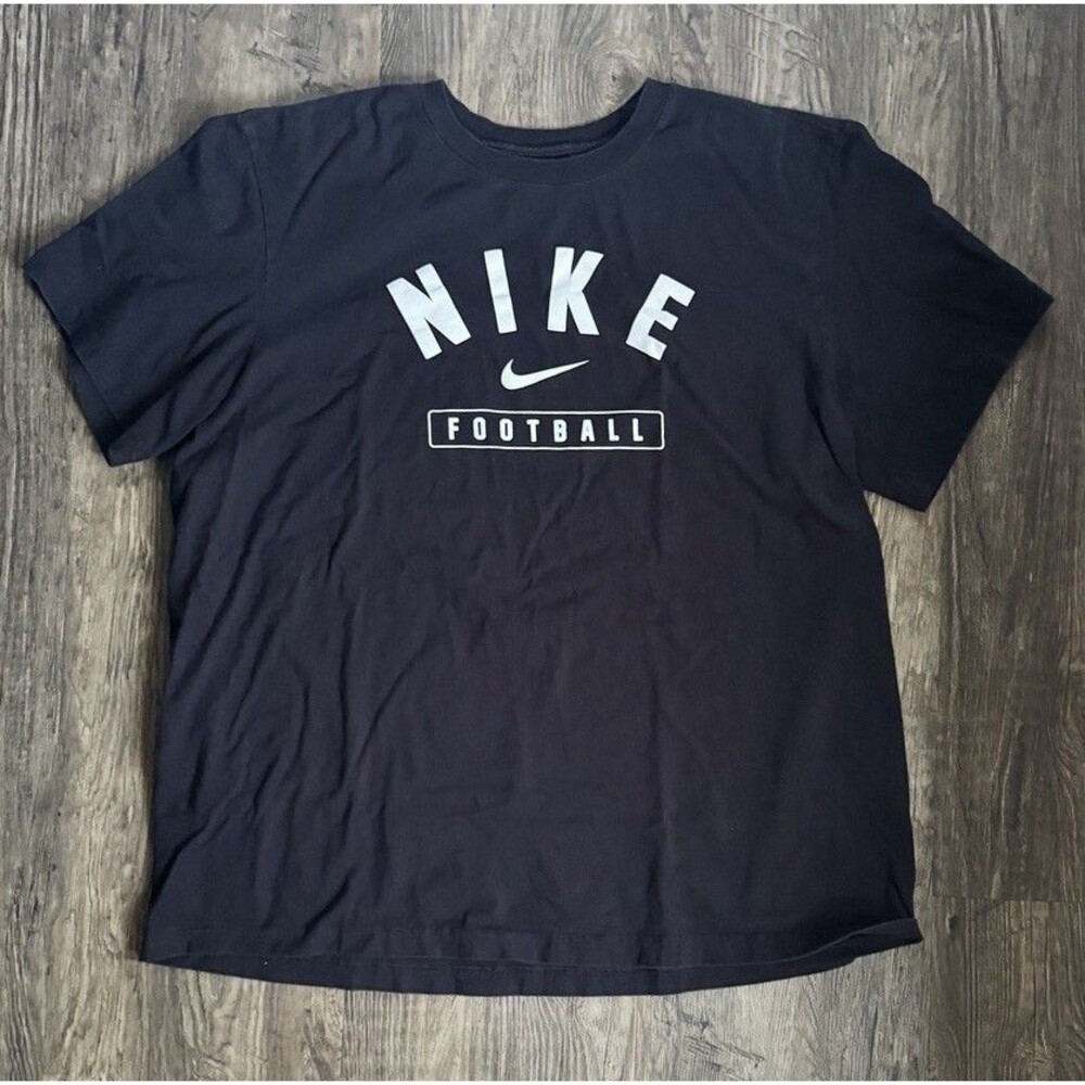 Nike Shirt Mens XL Black White Football Short Sleeve Cotton Crew Neck